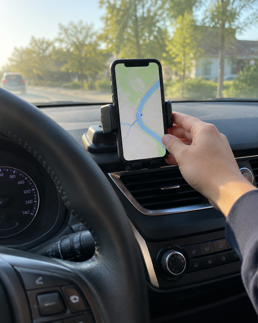 360° Car Dashboard Phone Mount in use