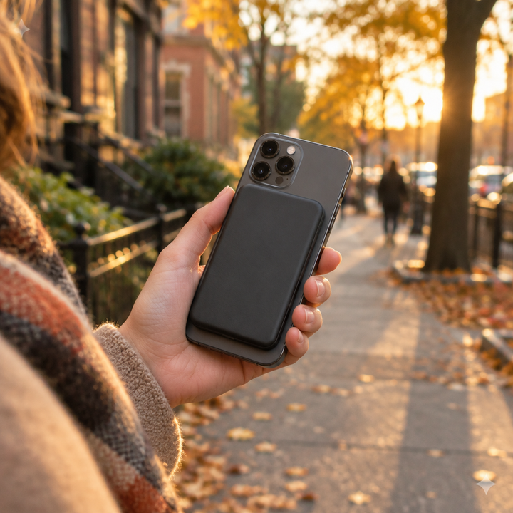 magnetic power bank on a walk