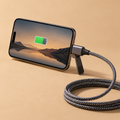 Braided charging cable with a built-in phone stand