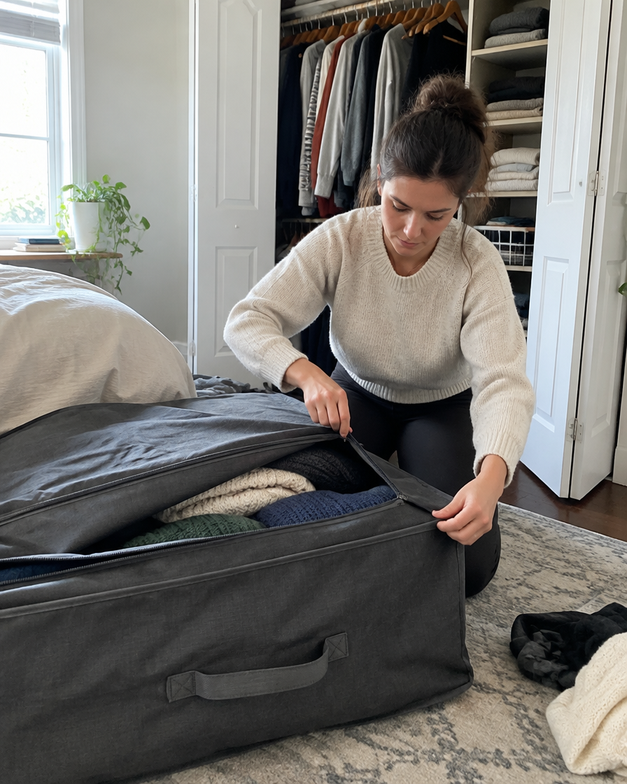 In use: packing the XXL storage bag