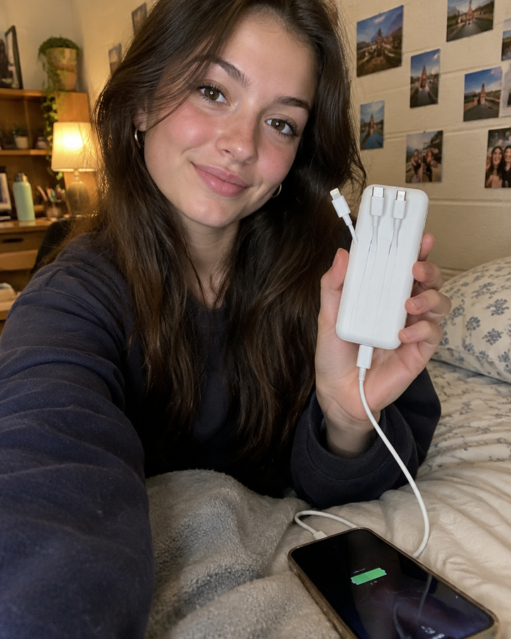 all-in-one power bank charging a phone